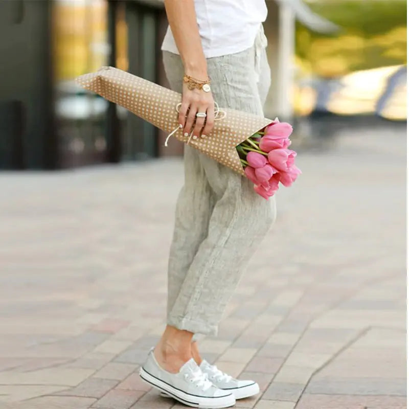 Drawstring Elastic Waist Pants